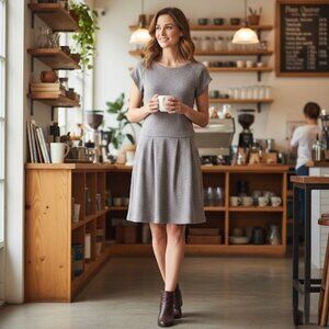 Anthropologie Purple Heathered Knit Sweater Dress • Cozycore Minimalist Preppy M